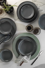Hermia Vajilla de Porcelana Gris de 12 Piezas